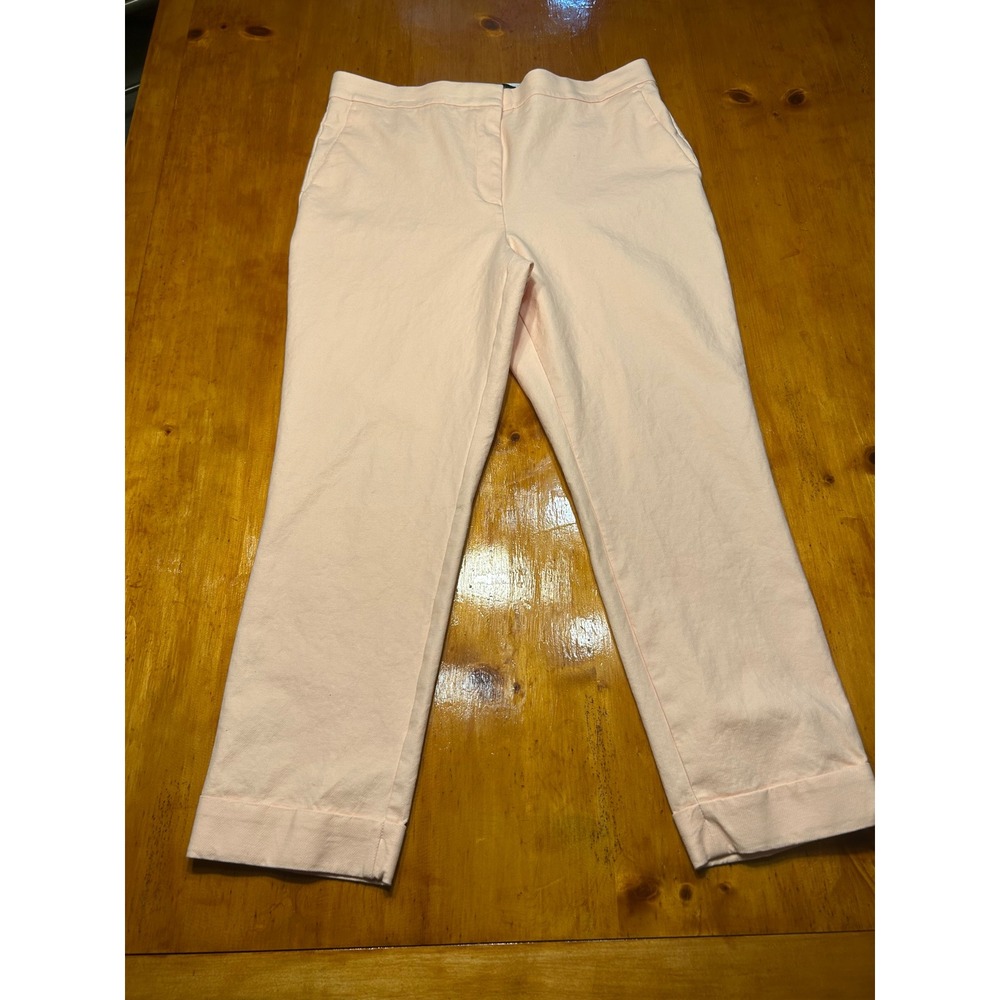 Ann Taylor Peach Pink Ankle Pants Cuffed Straight Leg Trousers Preppy Old Money - Picture 8 of 11